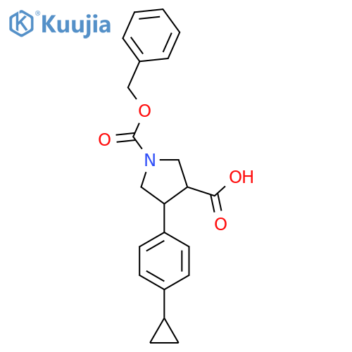 1-(benzyloxy)carbonyl-4-(4-cyclopropylphenyl)pyrrolidine-3-carboxylic acid structure