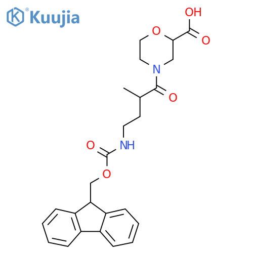 4-4-({(9H-fluoren-9-yl)methoxycarbonyl}amino)-2-methylbutanoylmorpholine-2-carboxylic acid structure