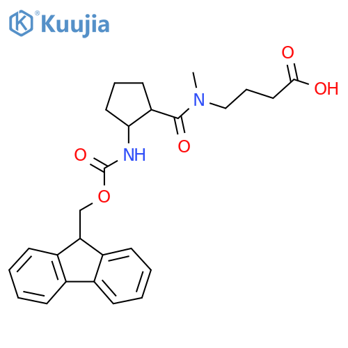 4-{1-2-({(9H-fluoren-9-yl)methoxycarbonyl}amino)cyclopentyl-N-methylformamido}butanoic acid structure