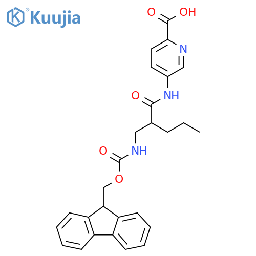 5-{2-({(9H-fluoren-9-yl)methoxycarbonyl}amino)methylpentanamido}pyridine-2-carboxylic acid structure