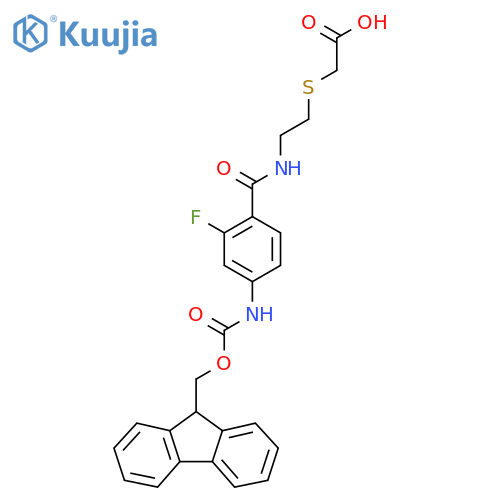 2-(2-{4-({(9H-fluoren-9-yl)methoxycarbonyl}amino)-2-fluorophenylformamido}ethyl)sulfanylacetic acid structure