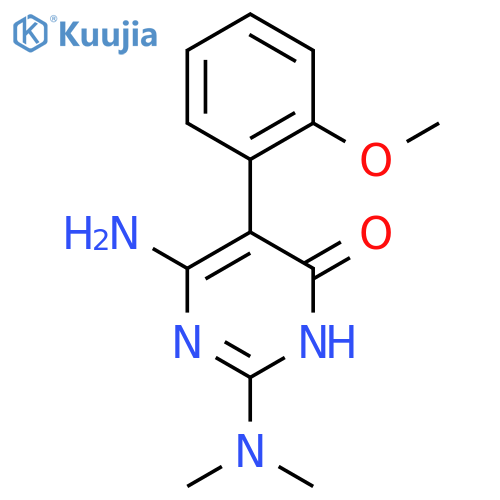 6-amino-2-(dimethylamino)-5-(2-methoxyphenyl)-3,4-dihydropyrimidin-4-one structure