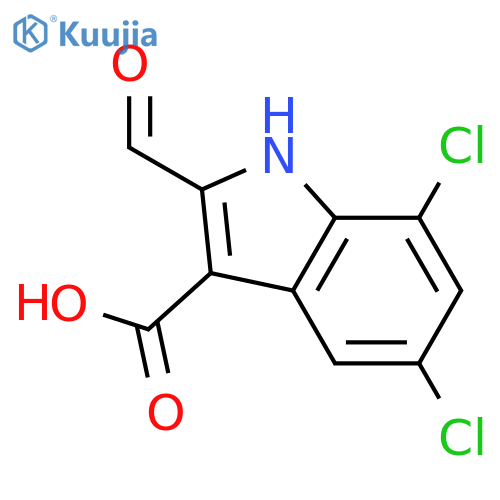 5,7-dichloro-2-formyl-1H-indole-3-carboxylic acid structure