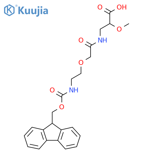 3-{2-2-({(9H-fluoren-9-yl)methoxycarbonyl}amino)ethoxyacetamido}-2-methoxypropanoic acid structure