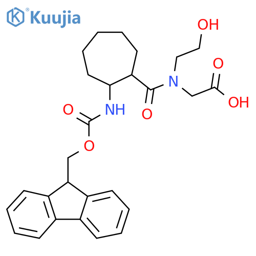 2-{1-2-({(9H-fluoren-9-yl)methoxycarbonyl}amino)cycloheptyl-N-(2-hydroxyethyl)formamido}acetic acid structure
