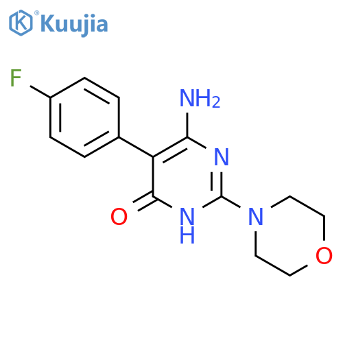 6-Amino-5-(4-fluorophenyl)-2-(morpholin-4-yl)-3,4-dihydropyrimidin-4-one structure