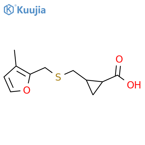 2-({(3-methylfuran-2-yl)methylsulfanyl}methyl)cyclopropane-1-carboxylic acid structure