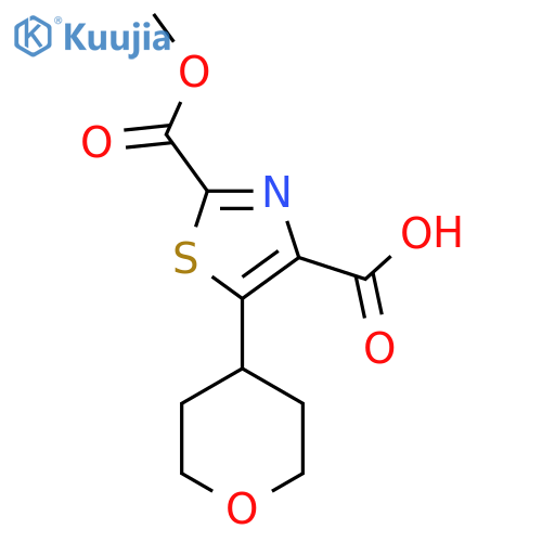 2-(methoxycarbonyl)-5-(oxan-4-yl)-1,3-thiazole-4-carboxylic acid structure