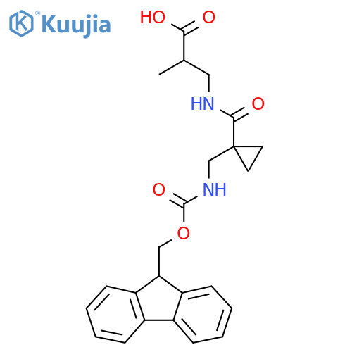 3-({1-({(9H-fluoren-9-yl)methoxycarbonyl}amino)methylcyclopropyl}formamido)-2-methylpropanoic acid structure