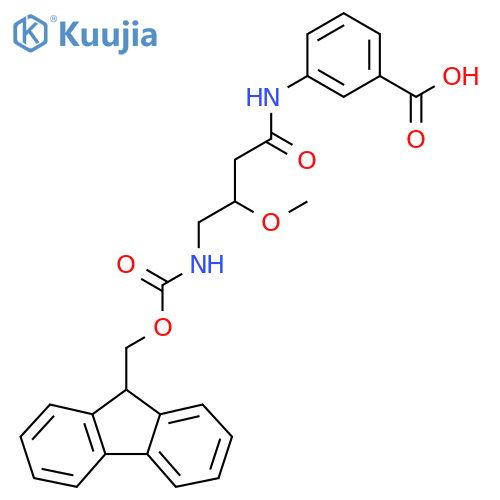 3-4-({(9H-fluoren-9-yl)methoxycarbonyl}amino)-3-methoxybutanamidobenzoic acid structure