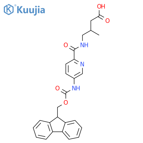 4-{5-({(9H-fluoren-9-yl)methoxycarbonyl}amino)pyridin-2-ylformamido}-3-methylbutanoic acid structure