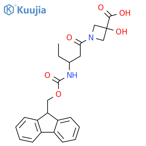 1-3-({(9H-fluoren-9-yl)methoxycarbonyl}amino)pentanoyl-3-hydroxyazetidine-3-carboxylic acid structure