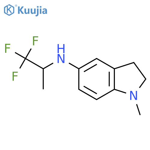 1-methyl-N-(1,1,1-trifluoropropan-2-yl)-2,3-dihydro-1H-indol-5-amine structure