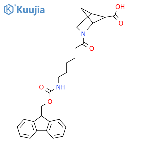 2-6-({(9H-fluoren-9-yl)methoxycarbonyl}amino)hexanoyl-2-azabicyclo2.1.1hexane-5-carboxylic acid structure