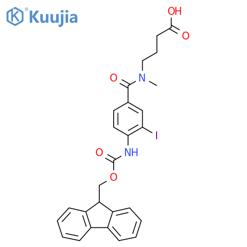 4-{1-4-({(9H-fluoren-9-yl)methoxycarbonyl}amino)-3-iodophenyl-N-methylformamido}butanoic acid structure