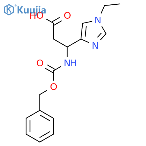 3-{(benzyloxy)carbonylamino}-3-(1-ethyl-1H-imidazol-4-yl)propanoic acid structure