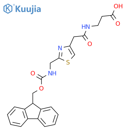 3-(2-{2-({(9H-fluoren-9-yl)methoxycarbonyl}amino)methyl-1,3-thiazol-4-yl}acetamido)propanoic acid structure