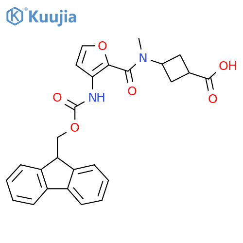 3-N-methyl3-({(9H-fluoren-9-yl)methoxycarbonyl}amino)furan-2-amidocyclobutane-1-carboxylic acid structure