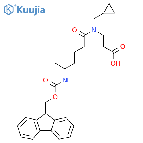 3-N-(cyclopropylmethyl)-5-({(9H-fluoren-9-yl)methoxycarbonyl}amino)hexanamidopropanoic acid structure