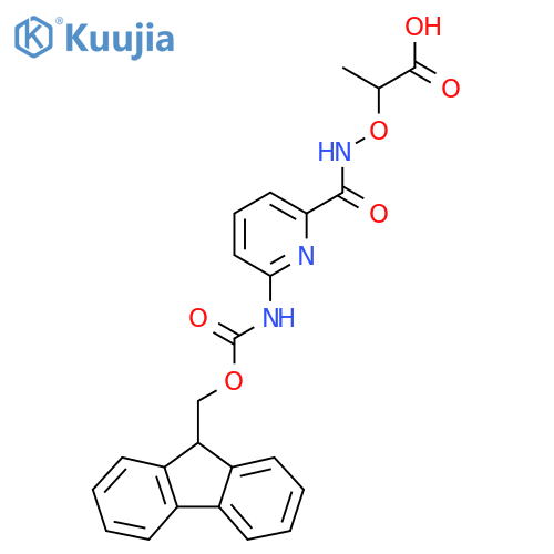 2-({6-({(9H-fluoren-9-yl)methoxycarbonyl}amino)pyridin-2-ylformamido}oxy)propanoic acid structure