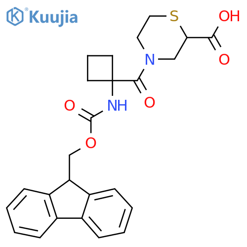 4-1-({(9H-fluoren-9-yl)methoxycarbonyl}amino)cyclobutanecarbonylthiomorpholine-2-carboxylic acid structure