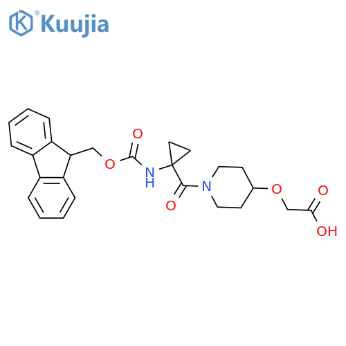 2-({1-1-({(9H-fluoren-9-yl)methoxycarbonyl}amino)cyclopropanecarbonylpiperidin-4-yl}oxy)acetic acid structure