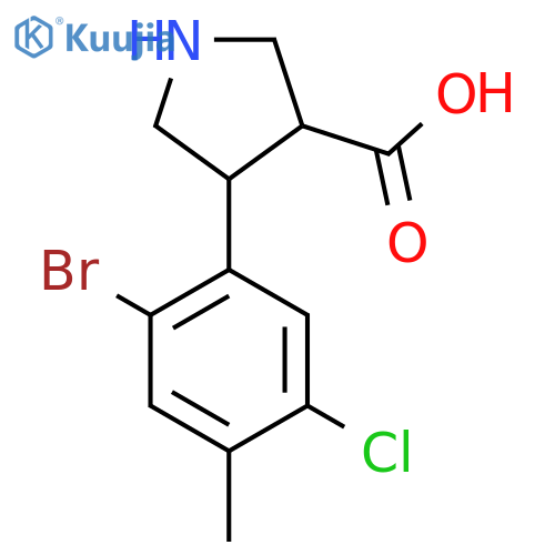 4-(2-bromo-5-chloro-4-methylphenyl)pyrrolidine-3-carboxylic acid structure