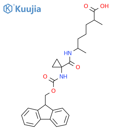 6-{1-({(9H-fluoren-9-yl)methoxycarbonyl}amino)cyclopropylformamido}-2-methylheptanoic acid structure