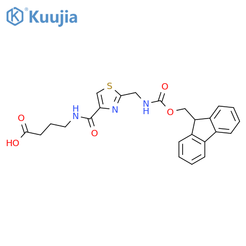 4-({2-({(9H-fluoren-9-yl)methoxycarbonyl}amino)methyl-1,3-thiazol-4-yl}formamido)butanoic acid structure
