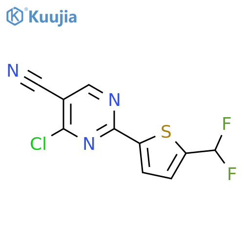 4-chloro-2-5-(difluoromethyl)thiophen-2-ylpyrimidine-5-carbonitrile structure