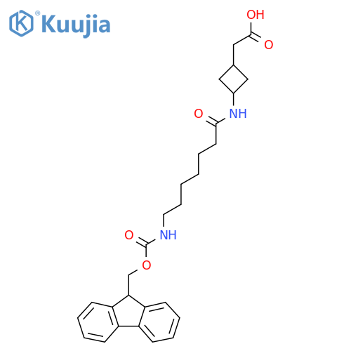 2-{3-7-({(9H-fluoren-9-yl)methoxycarbonyl}amino)heptanamidocyclobutyl}acetic acid structure