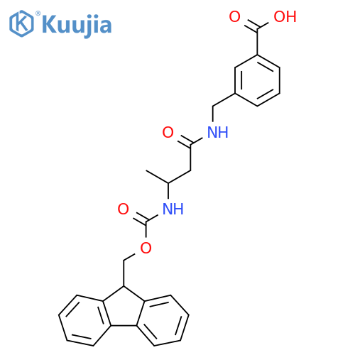 3-{[3-({[(9H-fluoren-9-yl)methoxy]carbonyl}amino)butanamido]methyl}benzoic acid structure
