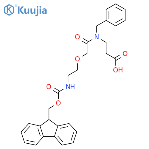 3-{N-benzyl-2-2-({(9H-fluoren-9-yl)methoxycarbonyl}amino)ethoxyacetamido}propanoic acid structure