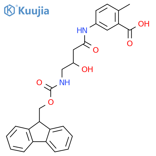 5-4-({(9H-fluoren-9-yl)methoxycarbonyl}amino)-3-hydroxybutanamido-2-methylbenzoic acid structure