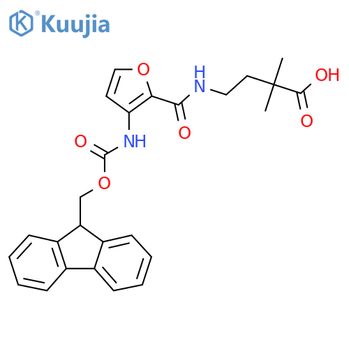 4-{3-({(9H-fluoren-9-yl)methoxycarbonyl}amino)furan-2-ylformamido}-2,2-dimethylbutanoic acid structure
