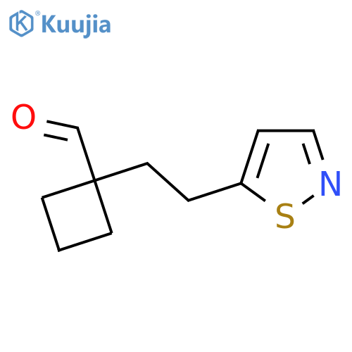 1-2-(1,2-thiazol-5-yl)ethylcyclobutane-1-carbaldehyde structure