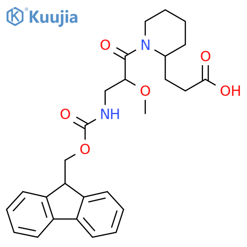 3-{1-3-({(9H-fluoren-9-yl)methoxycarbonyl}amino)-2-methoxypropanoylpiperidin-2-yl}propanoic acid structure