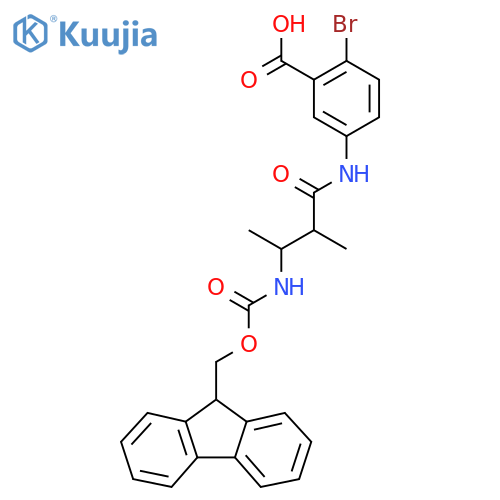 2-bromo-5-3-({(9H-fluoren-9-yl)methoxycarbonyl}amino)-2-methylbutanamidobenzoic acid structure