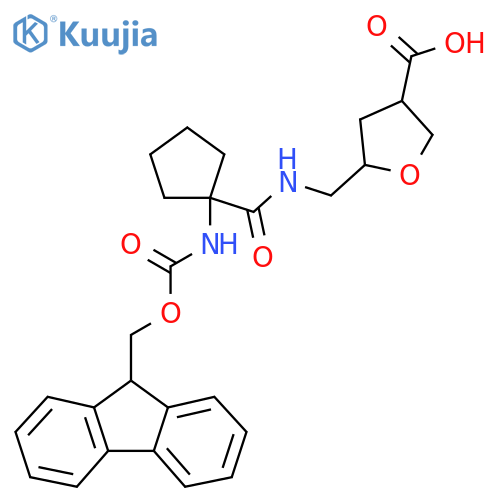 5-({1-({(9H-fluoren-9-yl)methoxycarbonyl}amino)cyclopentylformamido}methyl)oxolane-3-carboxylic acid structure