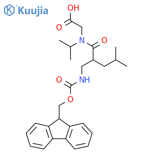 2-{2-({(9H-fluoren-9-yl)methoxycarbonyl}amino)methyl-4-methyl-N-(propan-2-yl)pentanamido}acetic acid structure