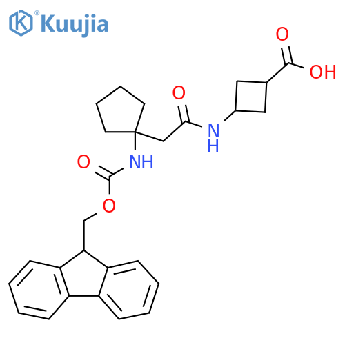 3-{2-1-({(9H-fluoren-9-yl)methoxycarbonyl}amino)cyclopentylacetamido}cyclobutane-1-carboxylic acid structure
