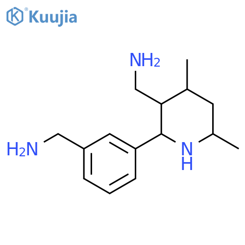 {2-3-(aminomethyl)phenyl-4,6-dimethylpiperidin-3-yl}methanamine structure