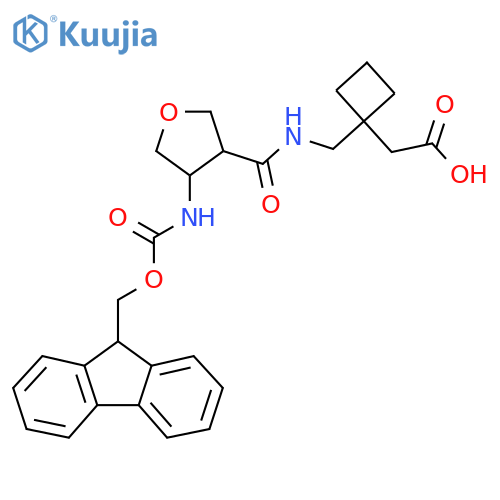 2-1-({4-({(9H-fluoren-9-yl)methoxycarbonyl}amino)oxolan-3-ylformamido}methyl)cyclobutylacetic acid structure