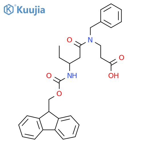 3-N-benzyl-3-({(9H-fluoren-9-yl)methoxycarbonyl}amino)pentanamidopropanoic acid structure