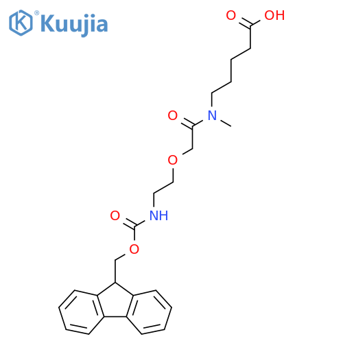 5-{2-2-({(9H-fluoren-9-yl)methoxycarbonyl}amino)ethoxy-N-methylacetamido}pentanoic acid structure