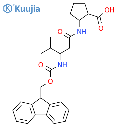 2-3-({(9H-fluoren-9-yl)methoxycarbonyl}amino)-4-methylpentanamidocyclopentane-1-carboxylic acid structure