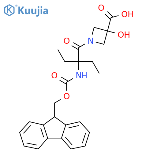 1-2-ethyl-2-({(9H-fluoren-9-yl)methoxycarbonyl}amino)butanoyl-3-hydroxyazetidine-3-carboxylic acid structure