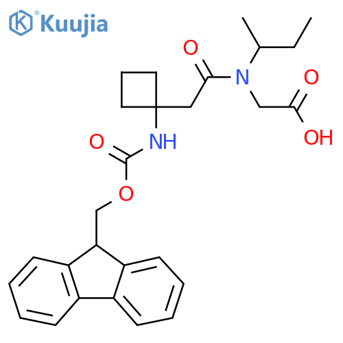2-N-(butan-2-yl)-2-1-({(9H-fluoren-9-yl)methoxycarbonyl}amino)cyclobutylacetamidoacetic acid structure