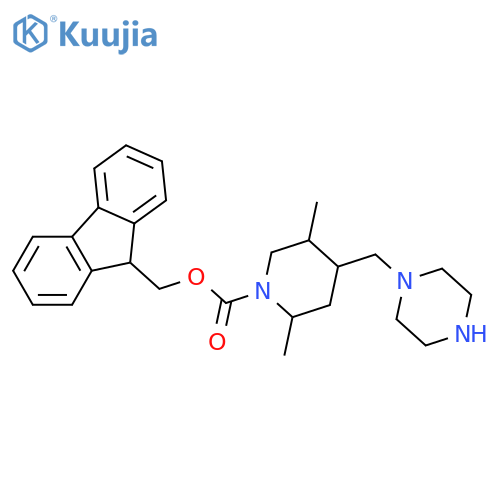 9H-fluoren-9-ylmethyl 2,5-dimethyl-4-(piperazin-1-ylmethyl)piperidine-1-carboxylate structure