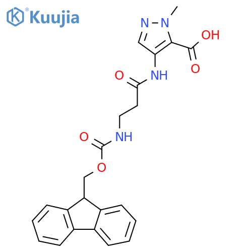 4-3-({(9H-fluoren-9-yl)methoxycarbonyl}amino)propanamido-1-methyl-1H-pyrazole-5-carboxylic acid structure